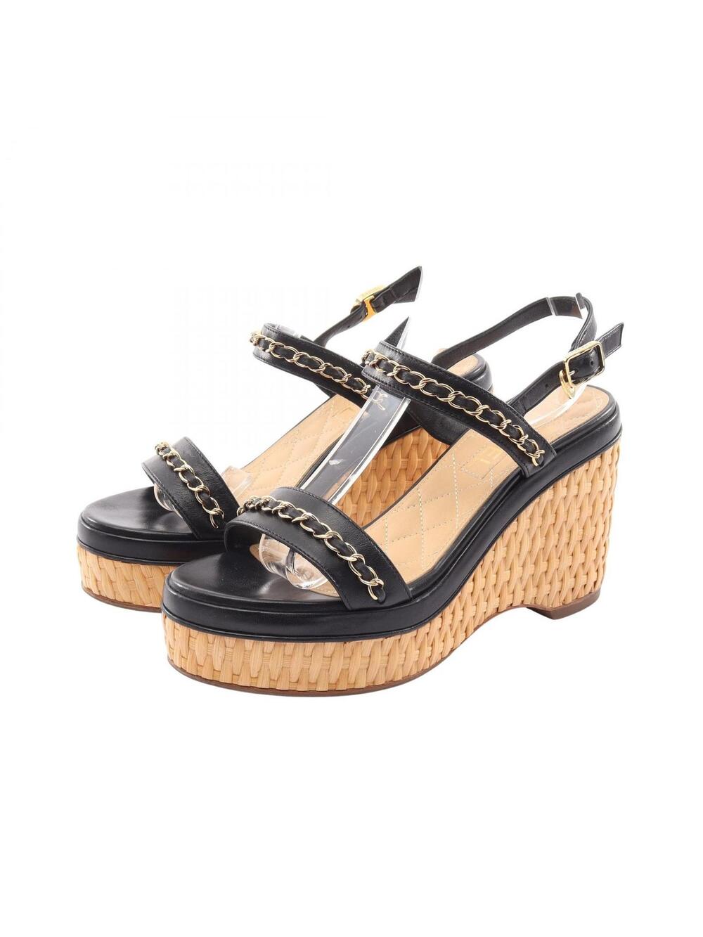 Chanel Coco Mark Wedge Sole Sandals #339398C58B